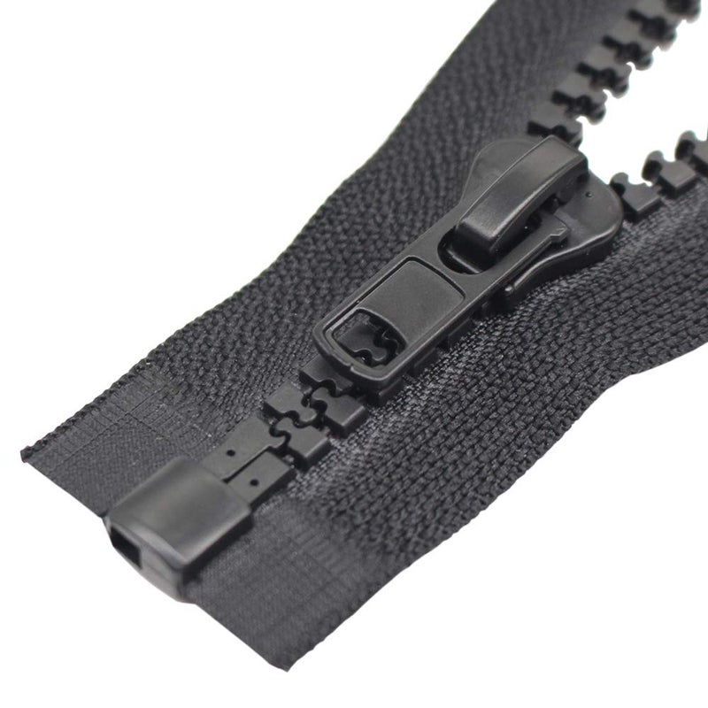 YaHoGa 2PCS #10 26 Inch Separating Jacket Zippers for Sewing Coat Jacket Winter Coat Black Heavy Duty Large Molded Plastic Zippers Bulk (26" 2pcs) - Image 1